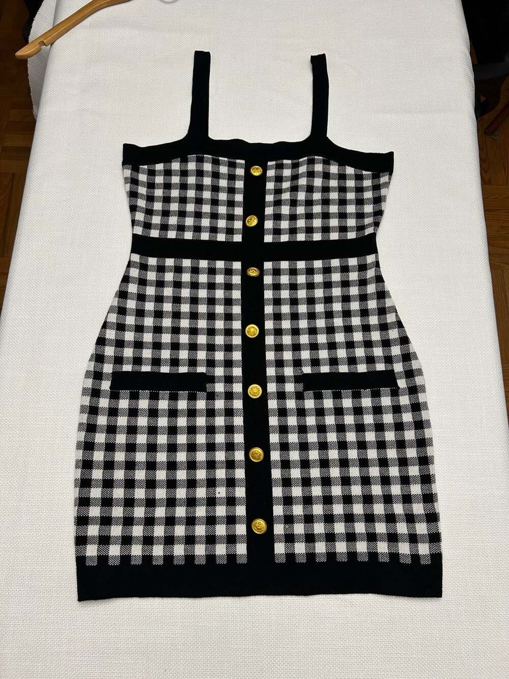 Coco and Shay Gingham Plaid Knit Button-Front Mini Dress